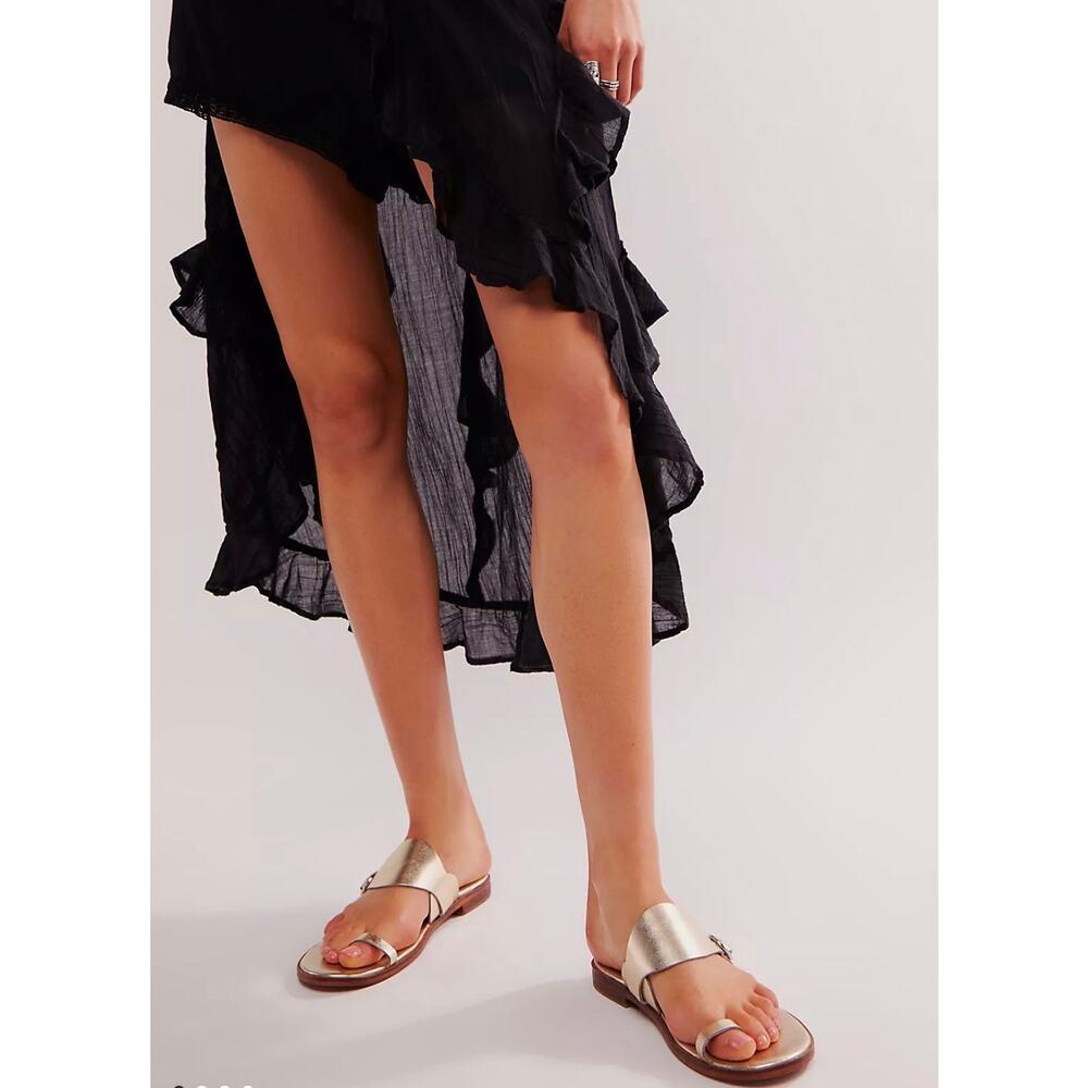 Free People Barcelona Slip-On Sandals Gold Metallic Size 9
